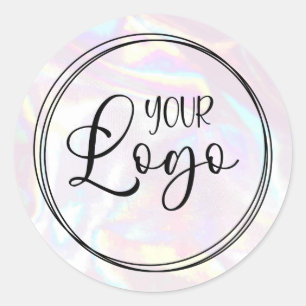 Abstraktes Pastell-Holografisches Ihr-Logo-Hier Runder Aufkleber