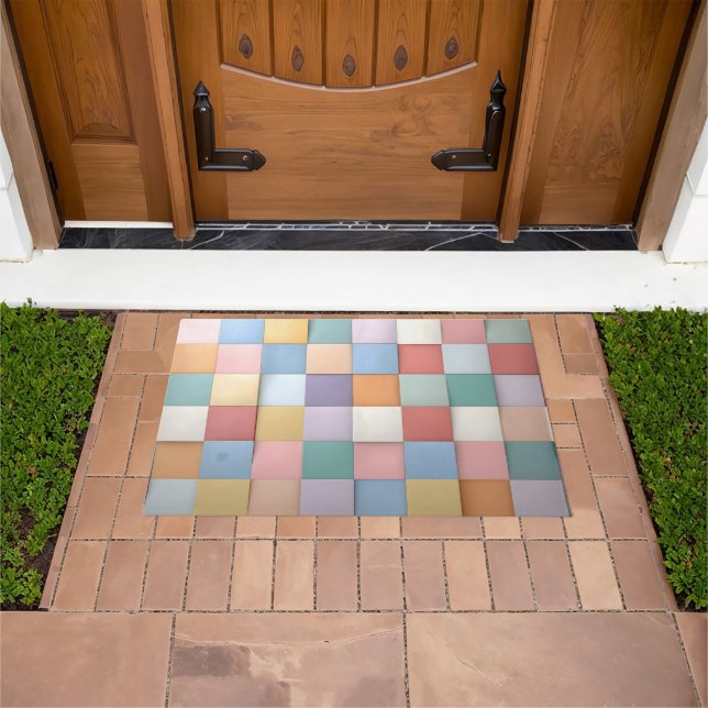 Abstraktes Pastell-Tile-Wandmuster Fußmatte (Außenbereich)