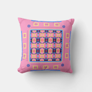 Abstraktes Pastellrosa und blaues geometrisches Mu Kissen