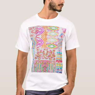 Abstraktes Patchwork, Aquarellmuster gefärbte Kraw T-Shirt