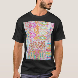 Abstraktes Patchwork, Aquarellmuster gefärbte Kraw T-Shirt