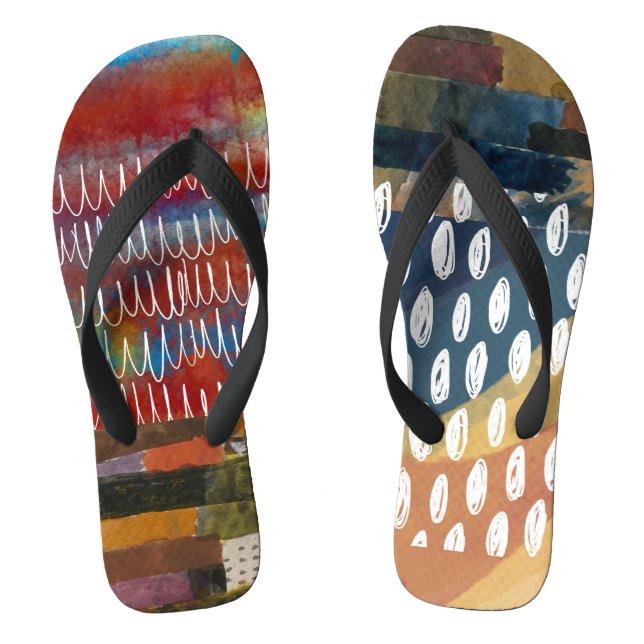 Abstraktes Patchwork Flip Flops (Fußbett)