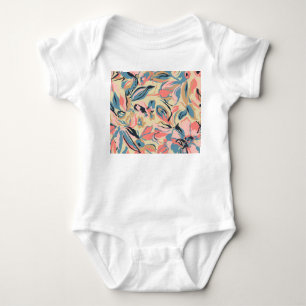 Abstraktes Patchwork: geometrische florale Creme. Baby Strampler