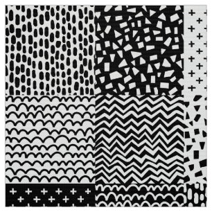 Abstraktes Patchwork - Schwarzweiss Stoff
