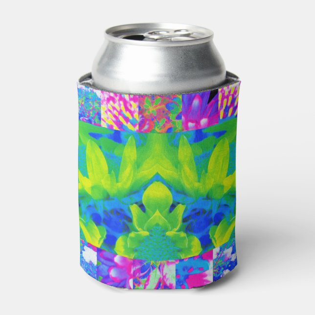 Abstraktes Patchwork Sonnenblumengarten Collage Dosenkühler (Kanne Vorderseite)