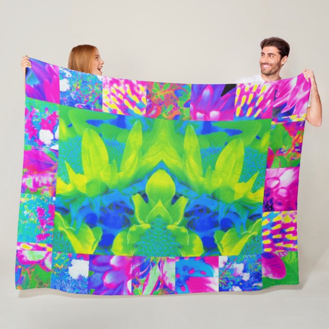 Abstraktes Patchwork Sonnenblumengarten Collage Fleecedecke (Beispiel)