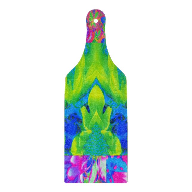 Abstraktes Patchwork Sonnenblumengarten Collage Schneidebrett (Vorderseite)