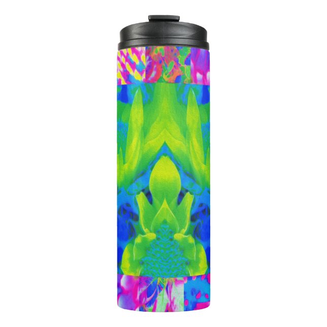 Abstraktes Patchwork Sonnenblumengarten Collage Thermosbecher (Vorderseite)