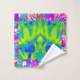 Abstraktes Patchwork Sonnenblumengarten Collage Waschlappen