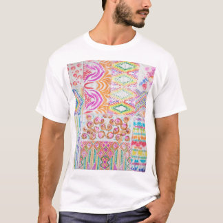 Abstraktes Patchwork, Wasserfarbe-Tie-Dye-Muster. T-Shirt