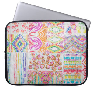 Abstraktes Patchwork, Wasserfarbene Tie-Dye-Muster Laptopschutzhülle
