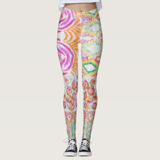 Abstraktes Patchwork, Wasserfarbene Tie-Dye-Muster Leggings