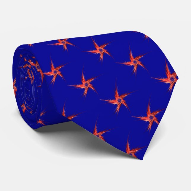 Abstraktes Patriotisches Fraktal Stars Necktie Krawatte (Gerollt)