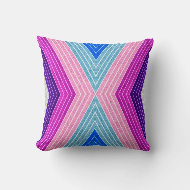 ABSTRAKTES PATTERPILLOW, Lila blaues Retro Kissen (Vorderseite)