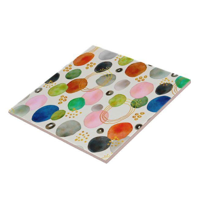 Abstraktes Pebble Gold Glitzer Art Fliese (Seite)