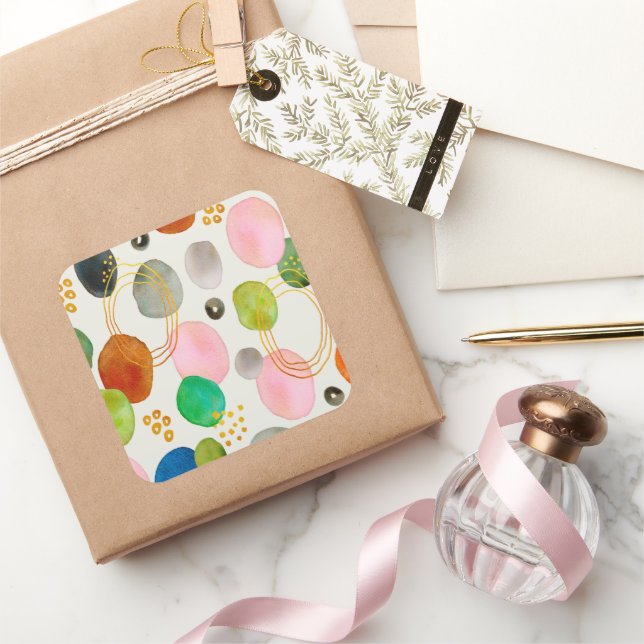 Abstraktes Pebble Gold Glitzer Art Quadratischer Aufkleber (Schenken)