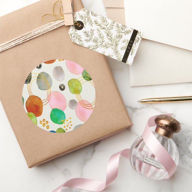 Abstraktes Pebble Gold Glitzer Art Runder Aufkleber (Schenken)