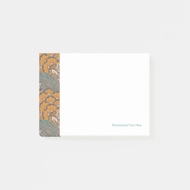 Abstraktes Pfau-Feder-Muster Post-it Klebezettel (Vorderseite)