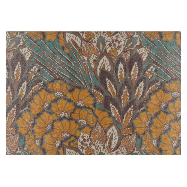 Abstraktes Pfau-Feder-Muster Schneidebrett (Vorderseite)