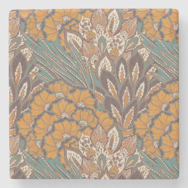 Abstraktes Pfau-Feder-Muster Steinuntersetzer (Vorderseite)