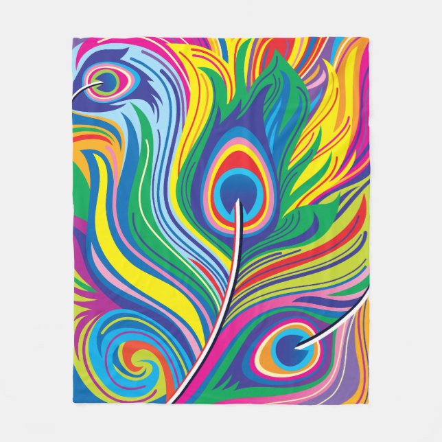 Abstraktes Pfauenfeder-Kunstwerk Fleecedecke (Vorderseite)