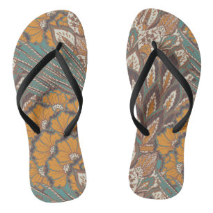 Abstraktes Pfauenfedermuster Flip Flops