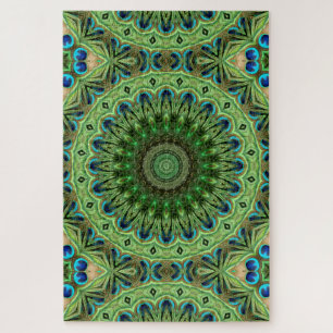 Abstraktes Pfauenmedaillon-Design Puzzle