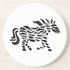 Abstraktes Pferd Holzblock Druck Sandstein Unterse Getränkeuntersetzer