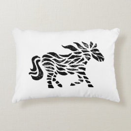 Abstraktes Pferd Holzblock drucken Dekokissen