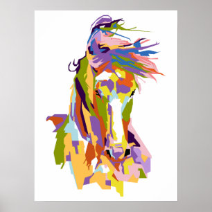 Abstraktes Pferd in WPAP Poster