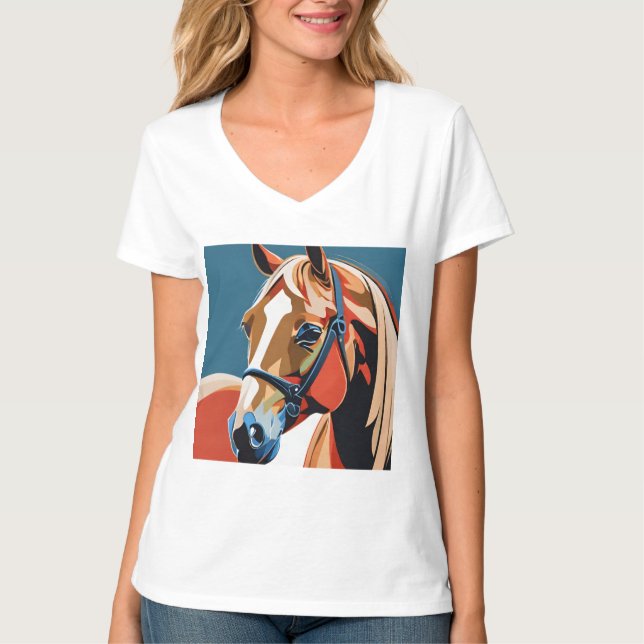 Abstraktes Pferd Mustang Pony Bronco Colt T-Shirt (Vorderseite)