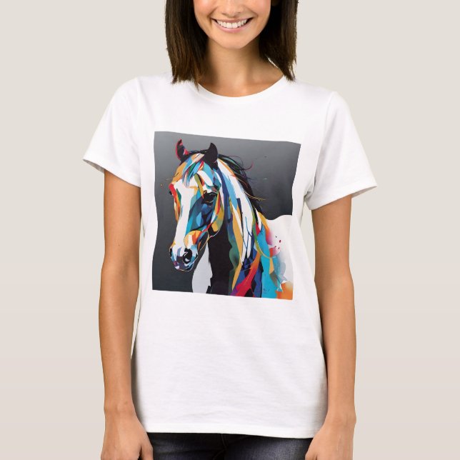 Abstraktes Pferd Mustang Pony Bronco Colt T-Shirt (Vorderseite)