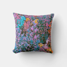 Abstraktes Pfirsich, rosa Grüne und Aqua Garden Fo Kissen