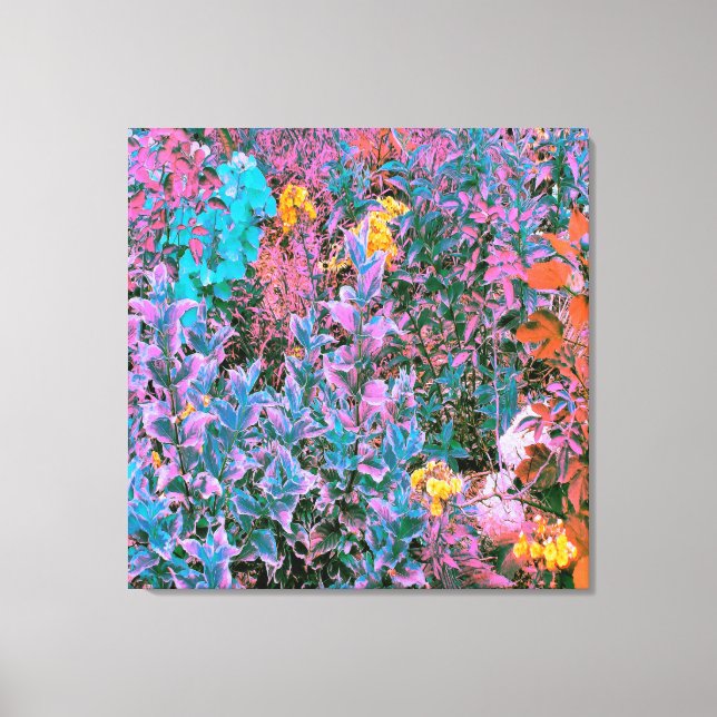 Abstraktes Pfirsich, rosa Grüne und Aqua Garden Fo Leinwanddruck (Vorderseite)