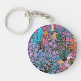 Abstraktes Pfirsich, rosa Grüne und Aqua Garden Fo Schlüsselanhänger