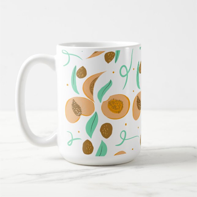 Abstraktes Pfirsichfruchtscheiben Handgezeichnetes Kaffeetasse (Links)