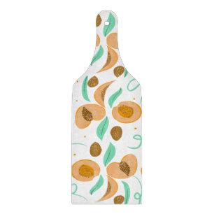 Abstraktes Pfirsichfruchtscheiben Handgezeichnetes Schneidebrett