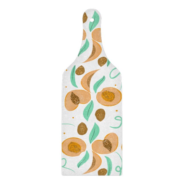 Abstraktes Pfirsichfruchtscheiben Handgezeichnetes Schneidebrett (Vorderseite)