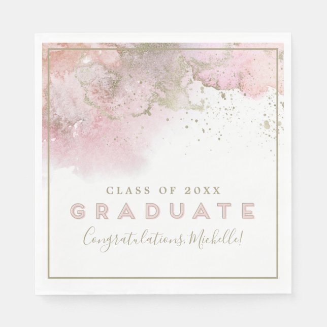 Abstraktes Pink & Gold Graduiertenpapier Napkin Serviette (Vorderseite)