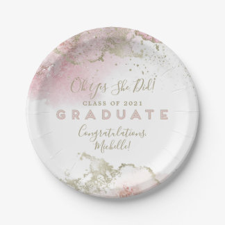 Abstraktes Pink-Gold-Graduierungspapier Pappteller