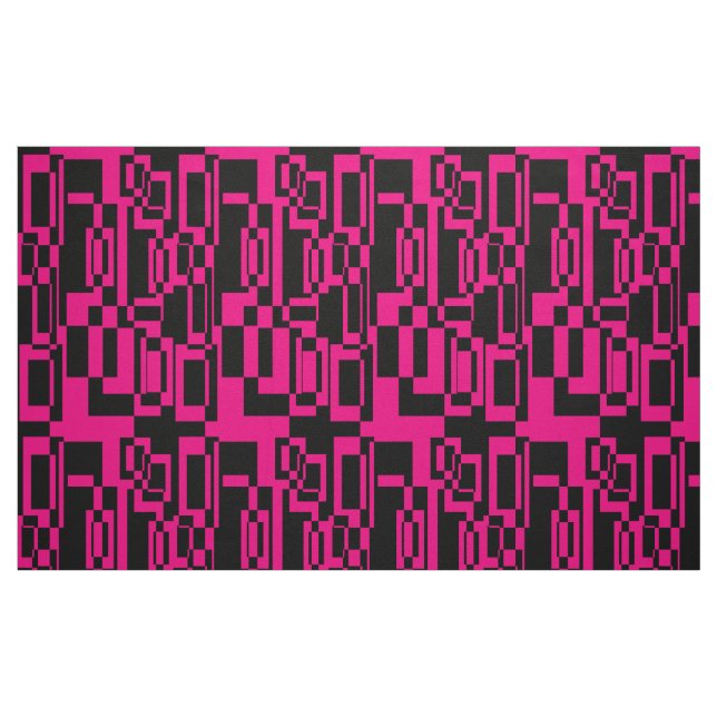 Abstraktes Pink/Schwarz Muster  Formen Stoff (Fat Quarter (45,7 x 55,9 cm))