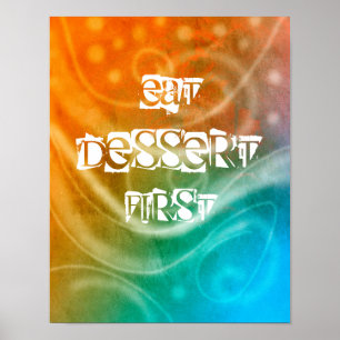 abstraktes Plakat zum ersten Mal Dessert essen
