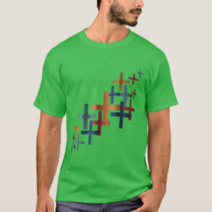 Abstraktes Plus-Muster-Diagonale T-Shirt