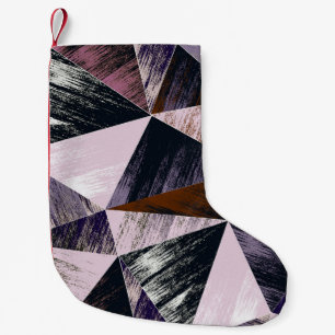 Abstraktes Polygonmuster, bunte Dreiecke. Kleiner Weihnachtsstrumpf