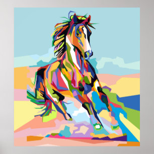 Abstraktes Popart Horse in WPAP Poster