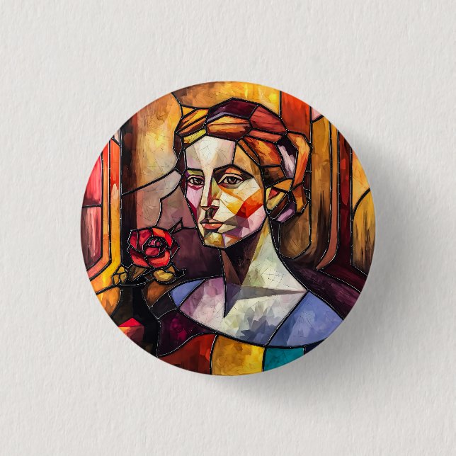 Abstraktes Portrait aus Hartglas Button (Vorderseite)