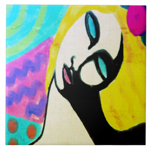 Abstraktes Portrait einer Frau Fliese