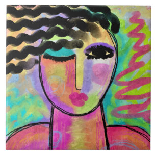 Abstraktes Portrait einer Frau Fliese