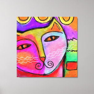 Abstraktes Portrait einer Katze Leinwanddruck