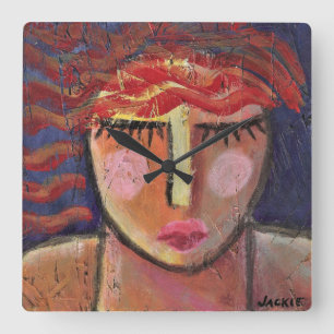 Abstraktes Portrait einer Woman Large Clock Quadratische Wanduhr